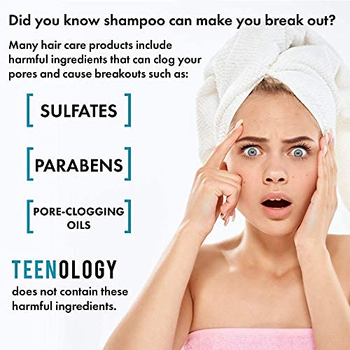 Teenology Conditioner for Teens - Avoid Forehead and Body Acne - Sulfate and Paraben Free, Noncomedogenic, Natural Botanical Extracts, Sweet Mint - 16 oz.