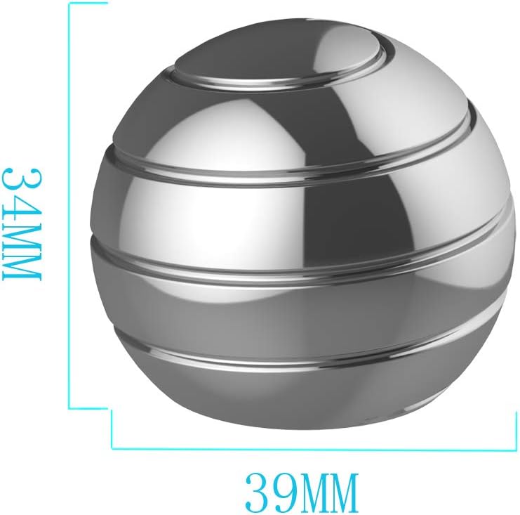 Kinetic Desk Toys for Office for Adults, 1.54'' Kinetic Spinning Fidget Spinner Toys for Anxiety ADHD, Desktop Optical Illusion Toys (39MM, Silver)