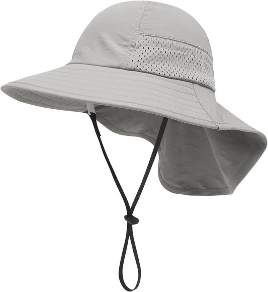 XIAOHAWANG Girls Sun Hat Baby Beach Hats Boys UPF 50+ Kids Summer Protection Cap Toddler Breathable Caps Wide Brim Neck Flap