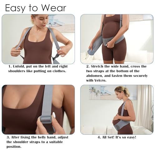Belly Bands for Pregnant Women, Breathable Pregnancy Belly Support Belt with Adjustable Straps, Back Support, Pelvic Support Belt for Pregnancy (Beige, Large)