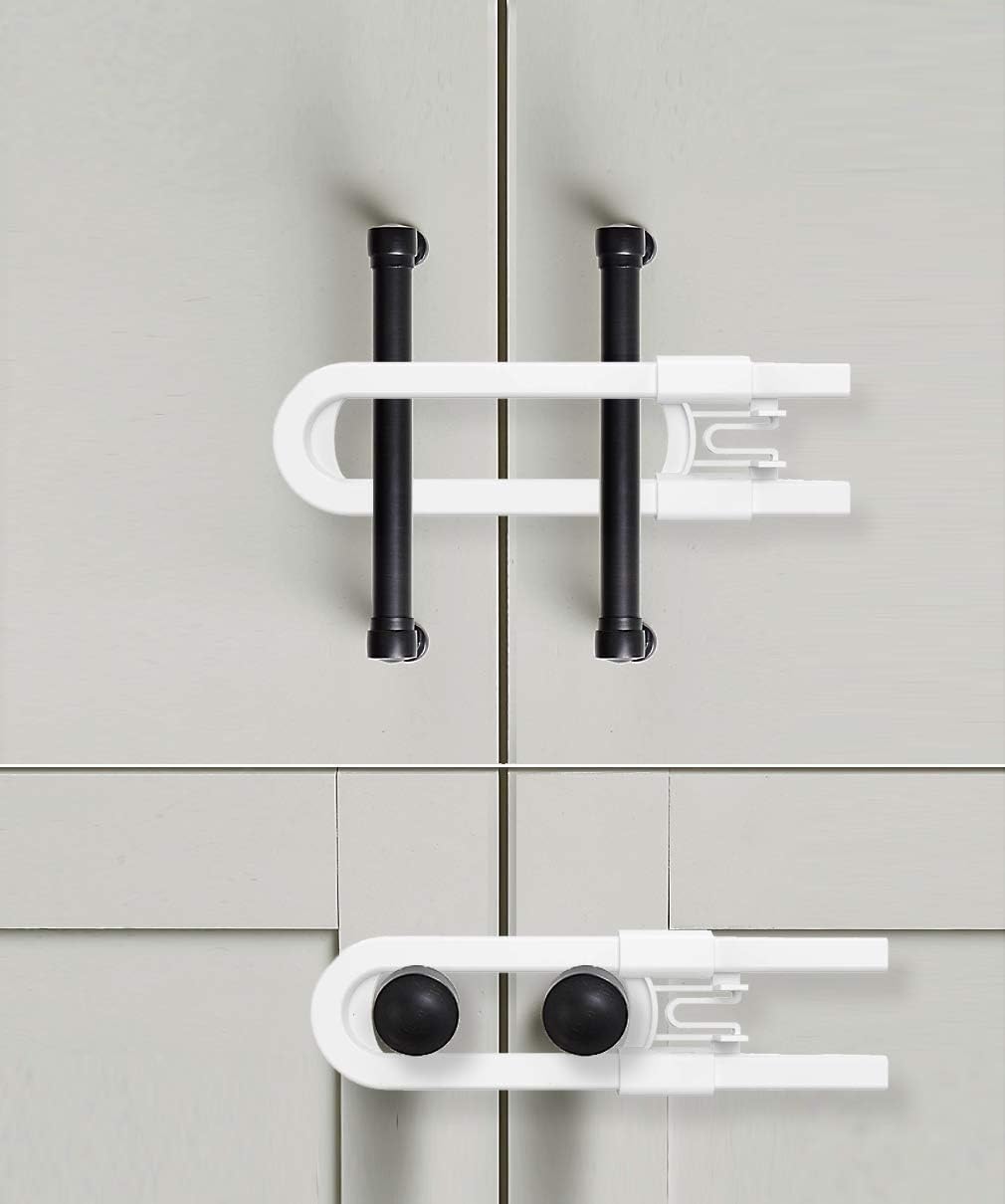 Sliding Cabinet Locks for Child Safety | Baby Proof Your Kitchen, Bathroom, and Storage Doors | Childproof Safety Locks for Knobs and Handles | Easy Install (12 Pack, White)
