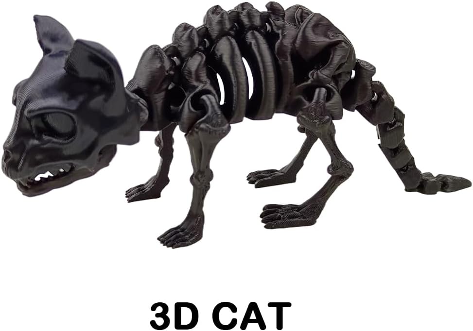 Anditoy 4 Pack 3D Printed Halloween Skeleton Cat Spider Crow Dog Articulated Skeleton Desk Toy for Halloween Indoor Decorations