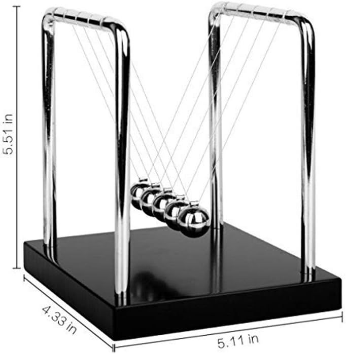 Newton's Cradle Balance Pendulum Ball Newton's Cradle Balance Balls Physics Science Decompression Pendulum Ornaments, Metal Pendulum Balls Made of Wooden Base & Steel Ball