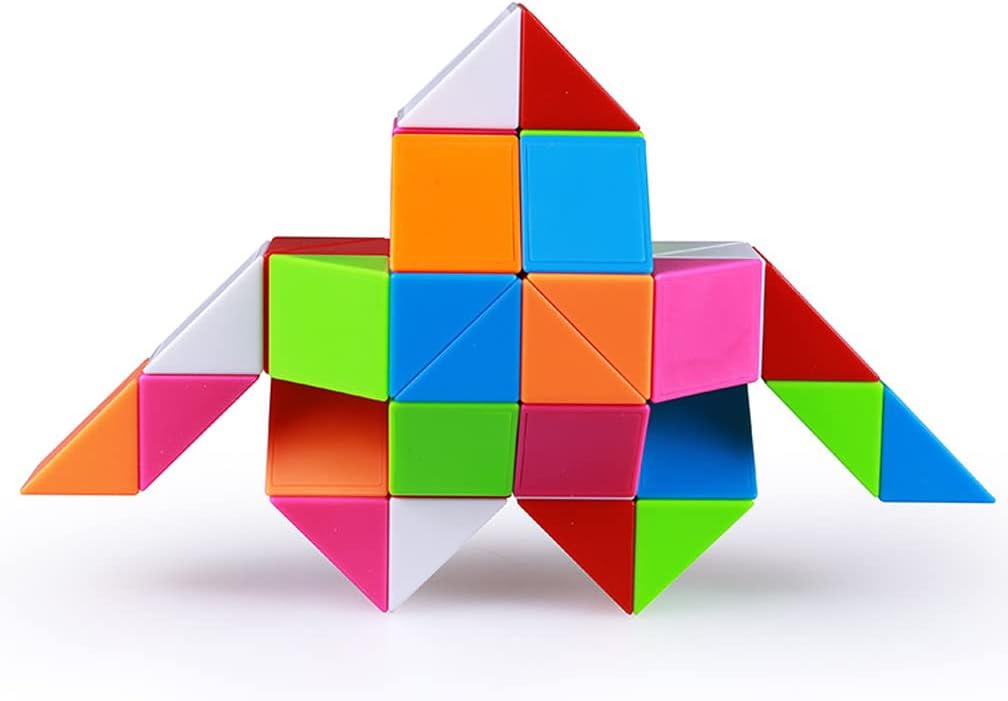 Fidget Magic Snake Cube Puzzles Twist Ruler Speed Cubes Brain Teaser Game Toys for Kids (48 Block 1PACK)