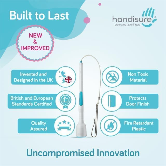 2in1 Pack Child Door Safety Door Pinch Guard. Automatic, Hinge & Lock Side Safety, Reliable, Multiple Awards & Unique, Baby Door Stopper. Easy to Install, Finger Guard for Door