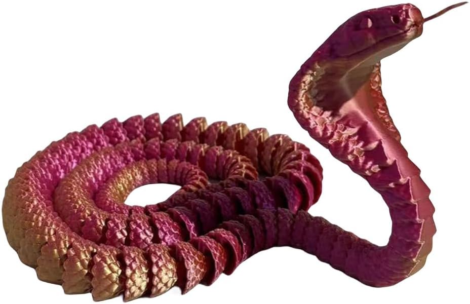 3D Printed Snake Cobra-3D Printed Animals Fidget Toy Creative 3D Printed Animals Articulated Snake Collectibles Home Office Executive Desk Decor