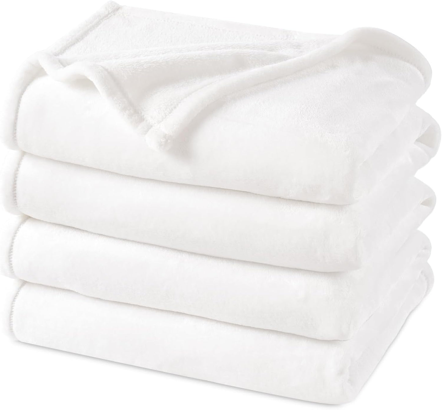 PHF Ultra Soft Fleece Blanket Queen Size, No Shed No Pilling Luxury Plush Cozy 300GSM Lightweight Blanket for Bed, Couch, Chair, Sofa Suitable for All Season, 90" x 90", White