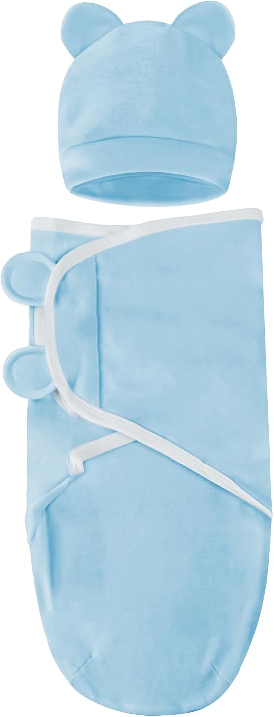 Baby Swaddle Sleep Sacks with Hats for 0-3 Months Baby Swaddle Blanket Wrap Newborn Swaddles Sack for Baby Boy Girl