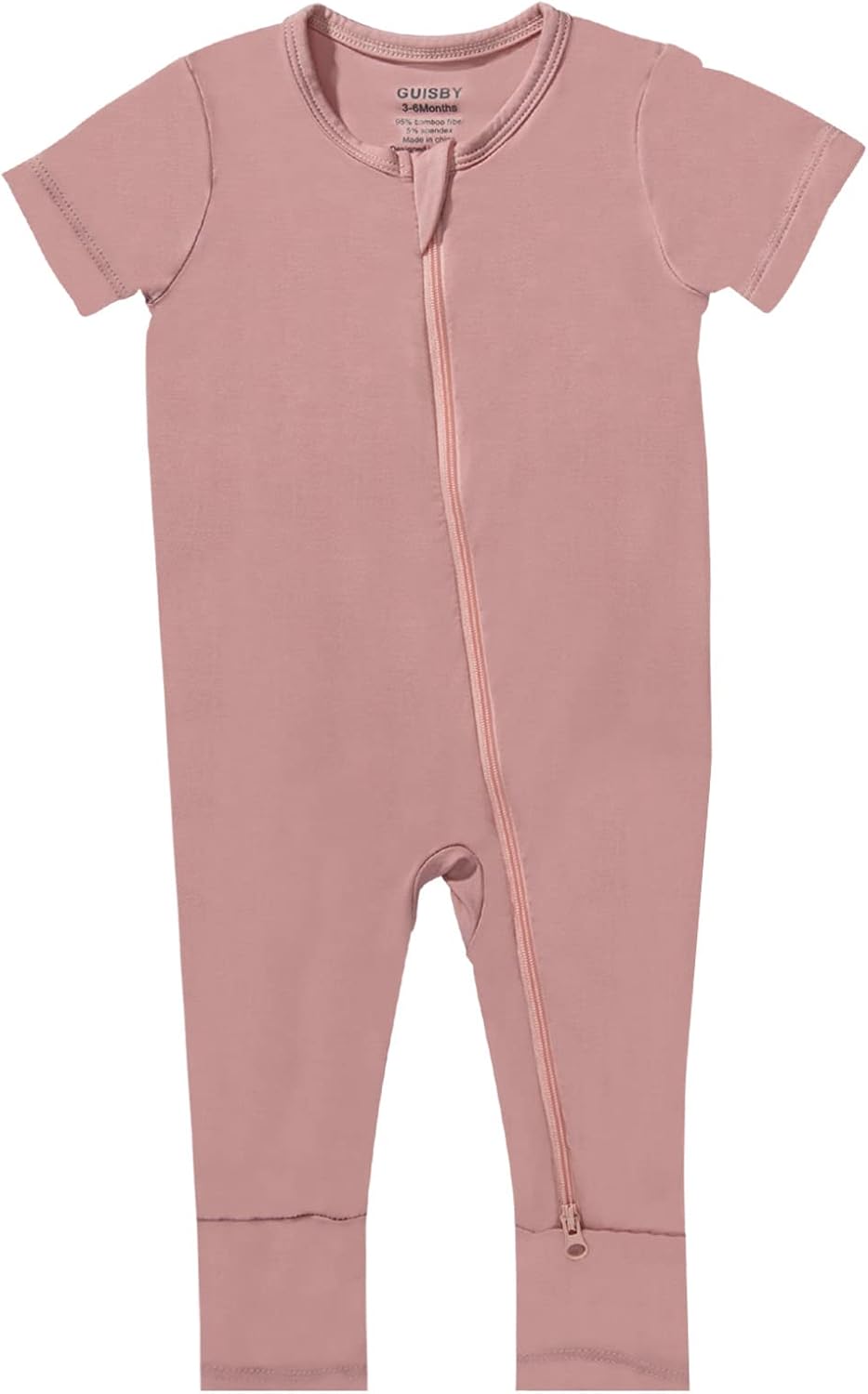 GUISBY Rayon Made from Bamboo Baby Pajamas, Summer Short Sleeve Footless Rompers, 2 Way Zipper Sleeper