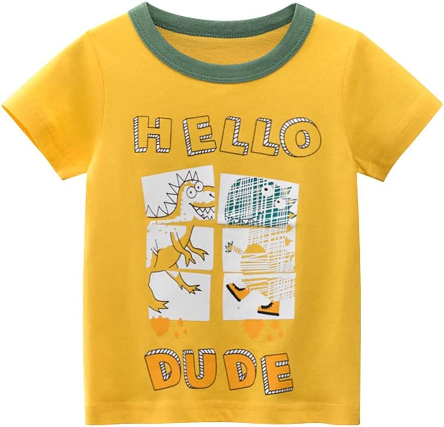 Boys' 4-Pack Excavator Short Sleeve Crewneck T-Shirts Top Tee Size 2-7 Years Toddler Boys' Value Pack Cotton T-Shirt