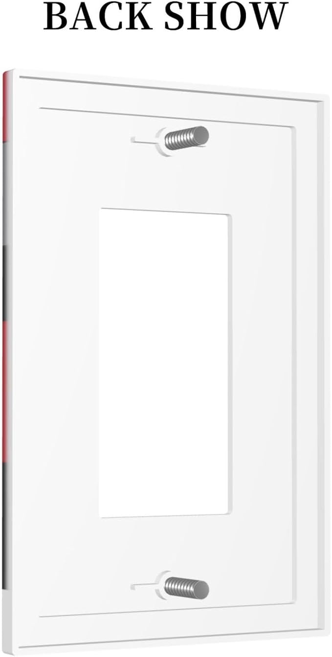 1 Gang Single GFCI/Decorator Rocker Outlet Light Switch Wall Plate Cover Modern Abstract Red Black Grey Gray White Geometric Plaid Middle Mid Century Decorative One Device Electrical Faceplate Dimmer