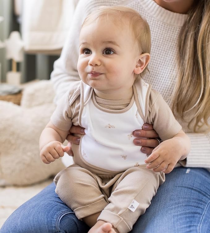 Burt's Bees Baby Unisex Organic Cotton Short and Long Sleeve Bodysuits, 5-Pack