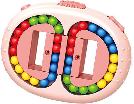 Rotating Magic Bean Cube Spinner Fidget Toys,Stress Relief Gifts Fidget Puzzles for Adults Kids,Anxiety Relief Learning & Education Toys,Double Flip Handheld Puzzle Cube Toys(Pink)