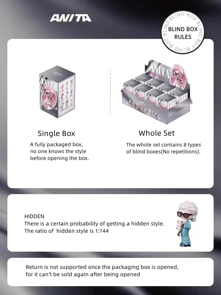 Anita Cute Doll Fashion Week Series Blind Box Figures 1PC Random Design Box Toys for Modern Home Decor, Collectible Toy Set for Desk Accessories