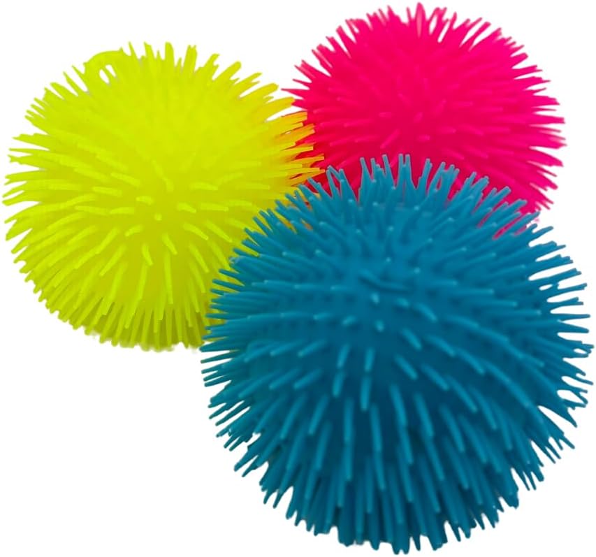 8" Neon Jumbo Puffer Fidget Stretchy Light Up Pon Pon Ball (Blue)