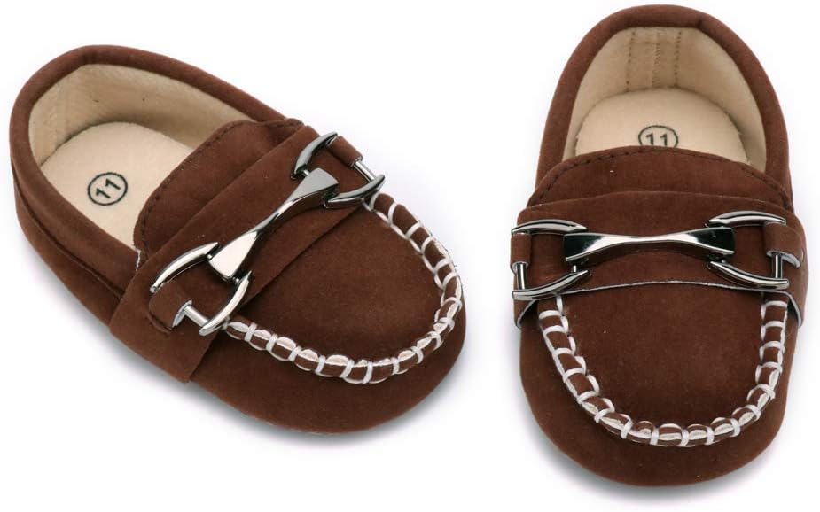LONSOEN Baby Girls Boys Loafers Prewalker Dress Crib Shoes