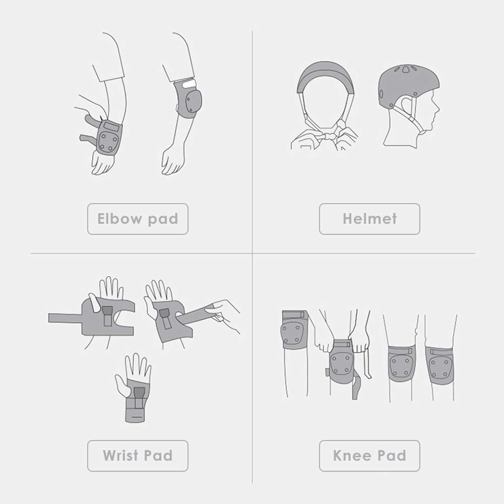 Kids Bike Helmet, Toddler Helmet for Youth Adult, Knee Pad Elbow Pad Wrist Guard Protective Gear Set for Skateboard, Bike, Skating, Cycling