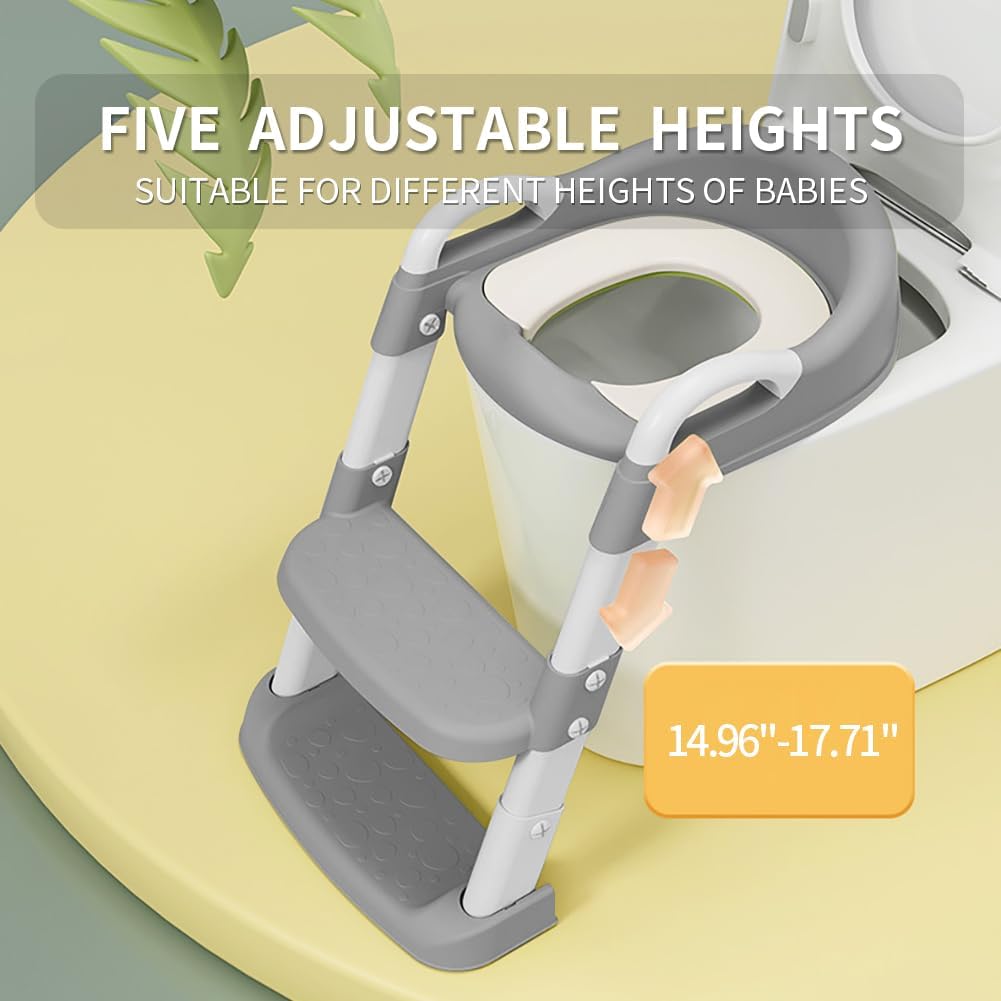 Potty Training Toilet Seat For Boys Girls, Toddler Toilet Seat With Step Stool Ladder, Foldable Toddler Potty Seat For Toilet With Non-Slip Design, Adjustable Height