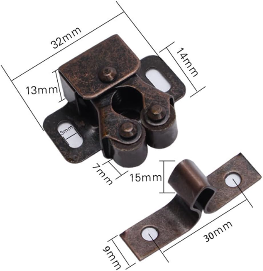 6 Pack Cabinet Latch - Double Roller Catch Hardware for Cupboard Closet Kitchen Cabinet Door Latches and RV Cabinet,Bronze