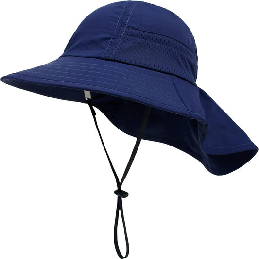 XIAOHAWANG Girls Sun Hat Baby Beach Hats Boys UPF 50+ Kids Summer Protection Cap Toddler Breathable Caps Wide Brim Neck Flap