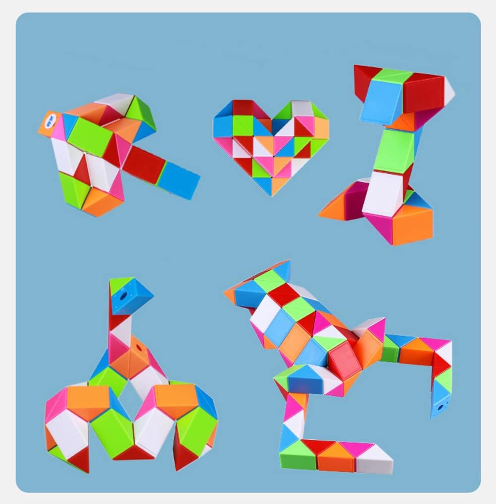 Fidget Magic Snake Cube Puzzles Twist Ruler Speed Cubes Brain Teaser Game Toys for Kids (72 Block 1PACK)