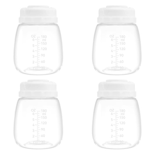 Breast Milk Collection and Storage Bottles, 6oz/180ml, Compatible with Spectra S1 S2 9 Plus, Motif Luna, and Most Wide-Mouth Flanges, Work with Spectra Bottles for Pumping, 4 Pack