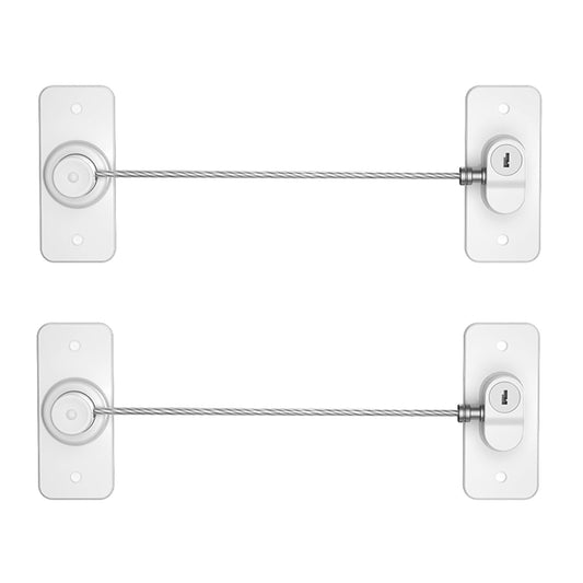 Refrigerator Lock with Key, Fridge Locks,Lock for Fridge Freezer, Cabinets and Drawers, Air Oven Air Fryer, Closets, Windows, 2 Pack Refrigerator Lock with 4 Keys (White-Mini)