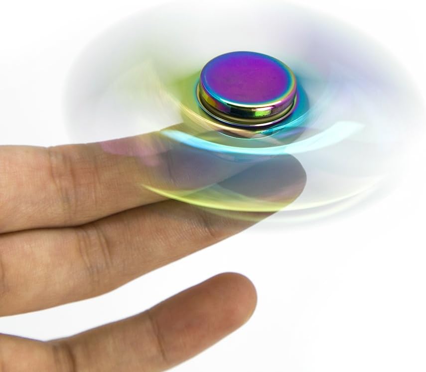 Rainbow Fidget Spinner - Metal Stainless Steel Figit Hand Toy for Kids and Adult (Round)