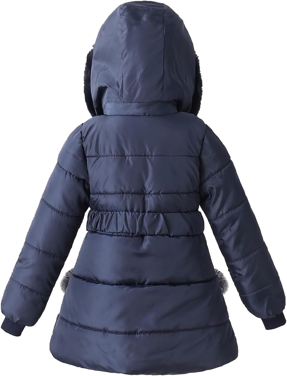 Girls Winter Dress Coats Faux Fur Hooded Fleece Jackets Waterproof Parka Outwear