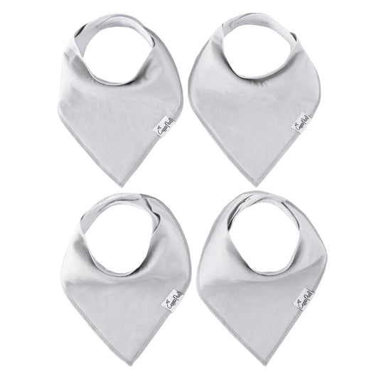 Copper Pearl 4 Pack Soft Cotton Baby Bibs for Drooling and Teething, Absorbent Drool Bibs for Baby Girl and Boy, Adjustable to Fit Newborns to Toddlers (Gray Basics)
