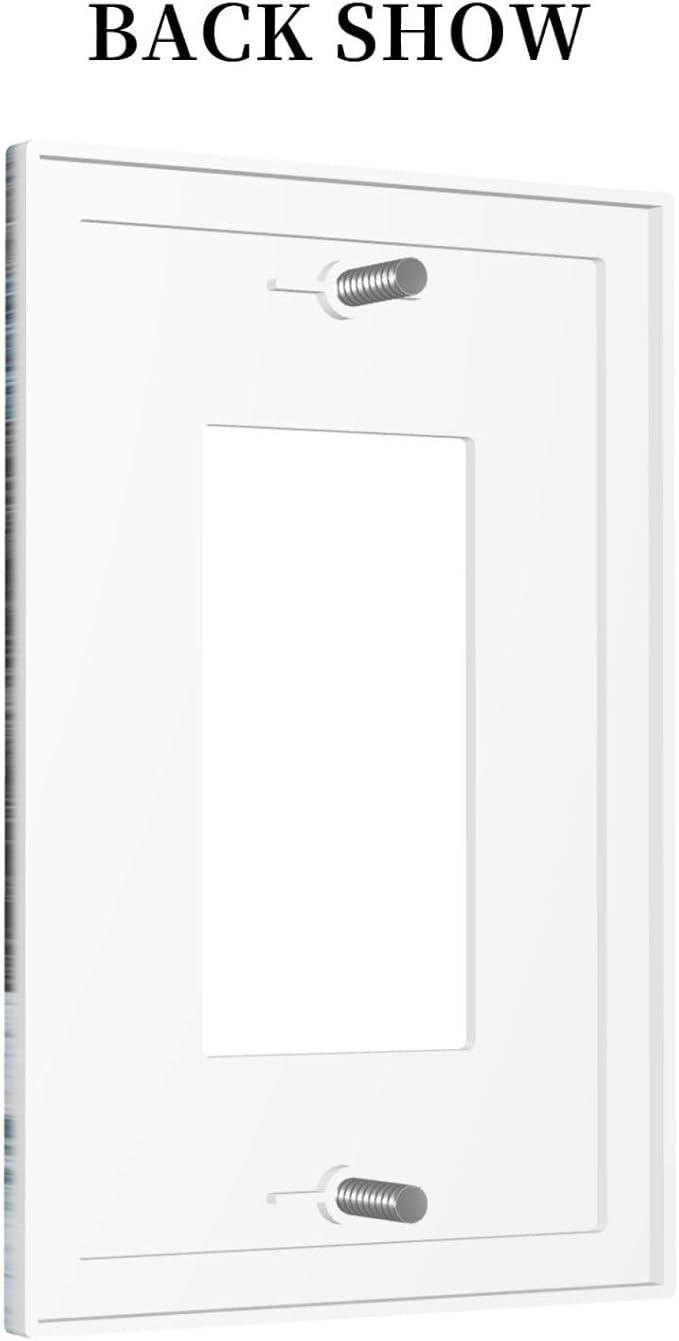 1 Gang Single GFCI/Decorator Rocker Outlet Light Switch Wall Plate Cover Contemporary Modern Abstract Grey Navy Blue Turquoise Teal Circles Geometric Decorative One Device Electrical Faceplate Dimmer