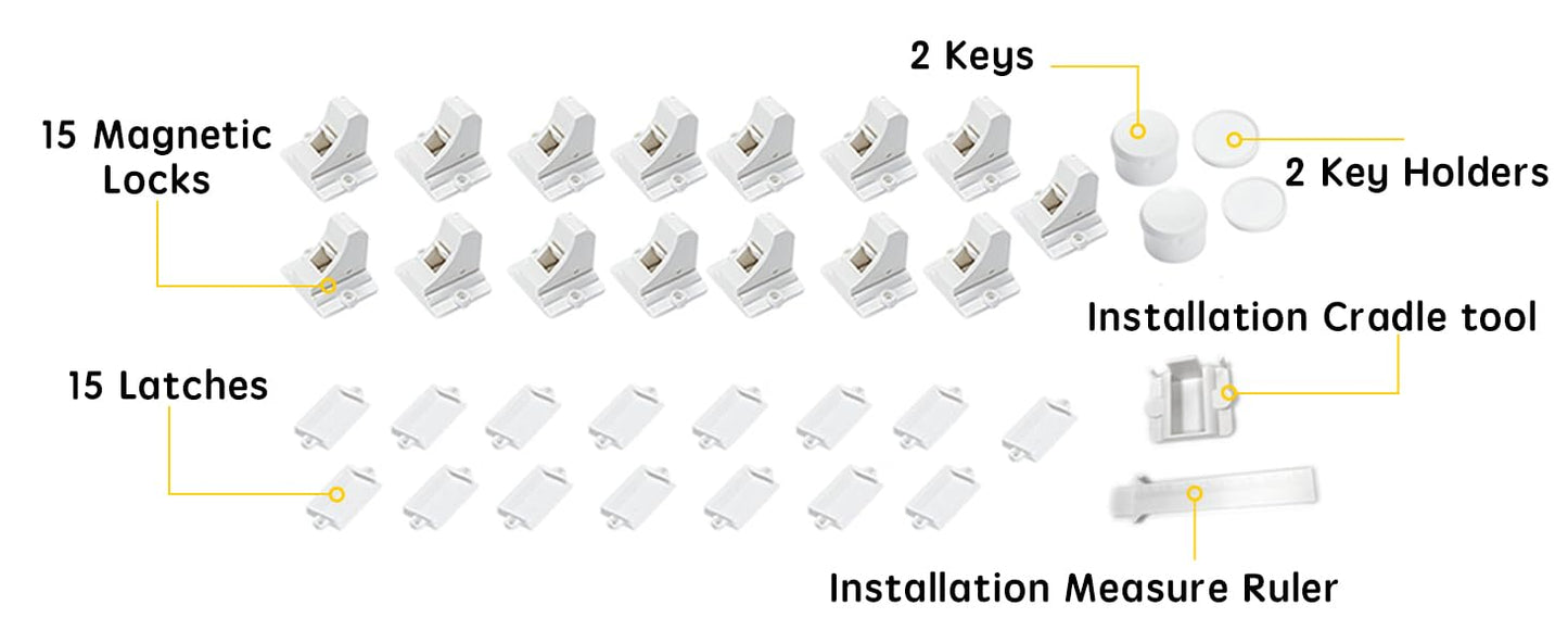 Vmaisi Baby Proofing Magnetic Cabinet Locks (15 Locks and 2 Keys)