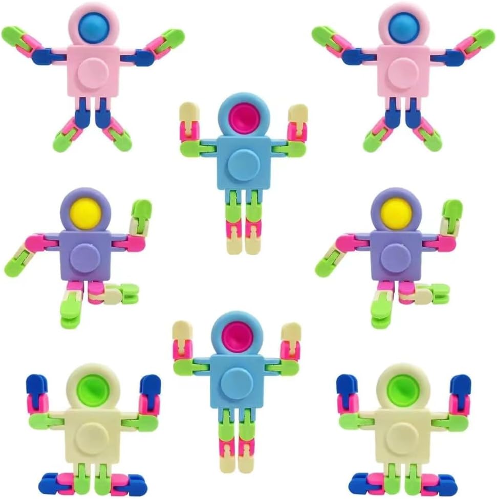 Fidget Spinners, Transformable Chain Robot Fingertip Toy, Gyro Fidget Sensory Toys, Stress Relief Fidget Toy for Kids Adult, Pinata Goodie Bag Stuffers Birthday School Gift (8 Pack)