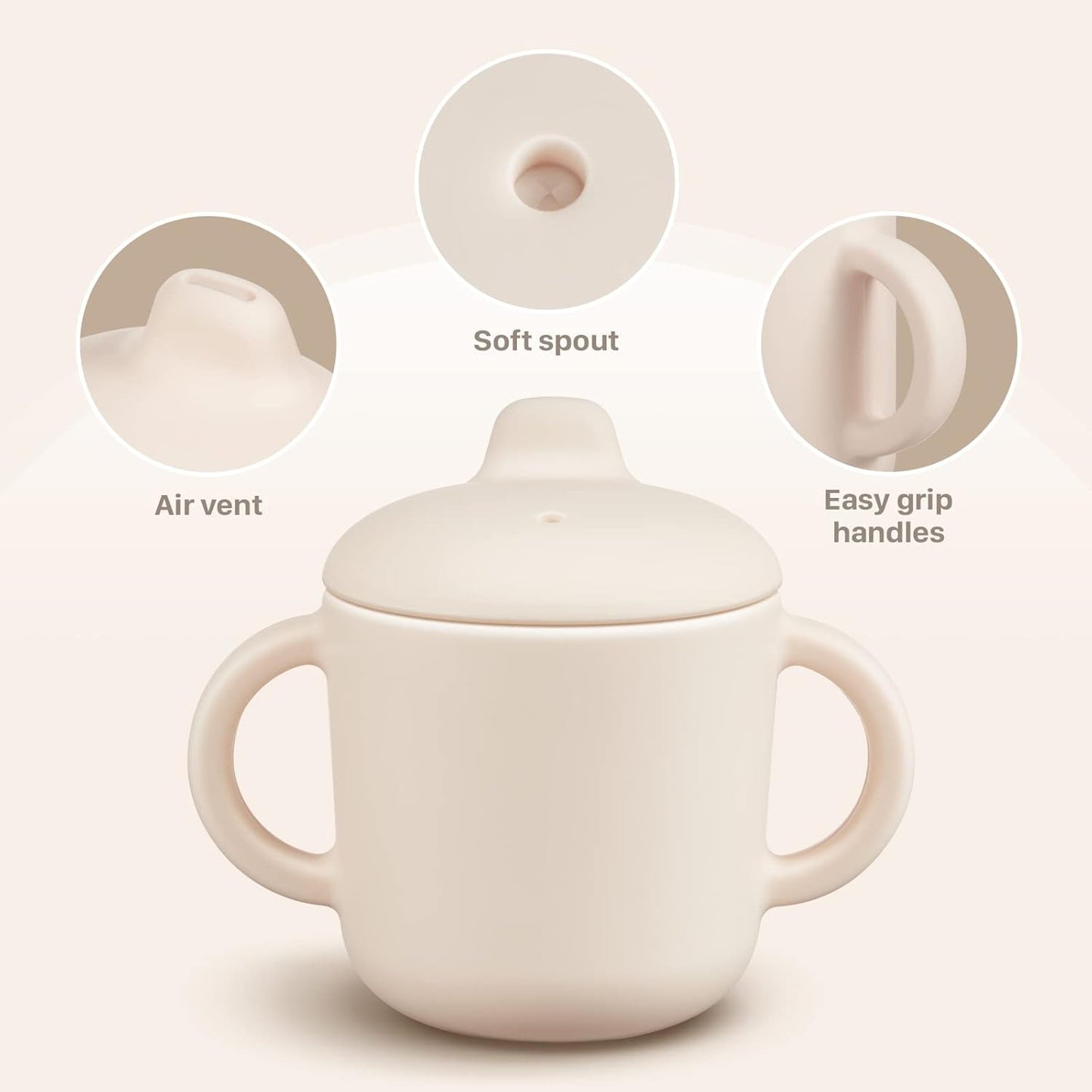 6 Months+ Sippy Cups with Handles,Small Silicone Sippy Cups Leak Proof 5oz,No Spill Sippy cups for Toddlers (Pink)