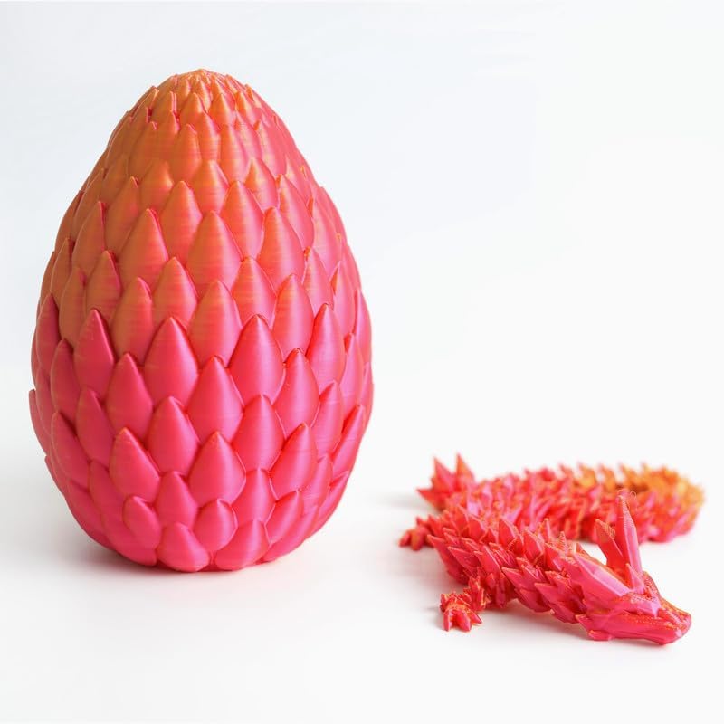 3D Printed Dragon Egg, 12'' Mystery Crystal Dragon Egg Fidget Toys Full Articulated Dragon Home Office Decor Executive Desk Toys for Autism/ADHD