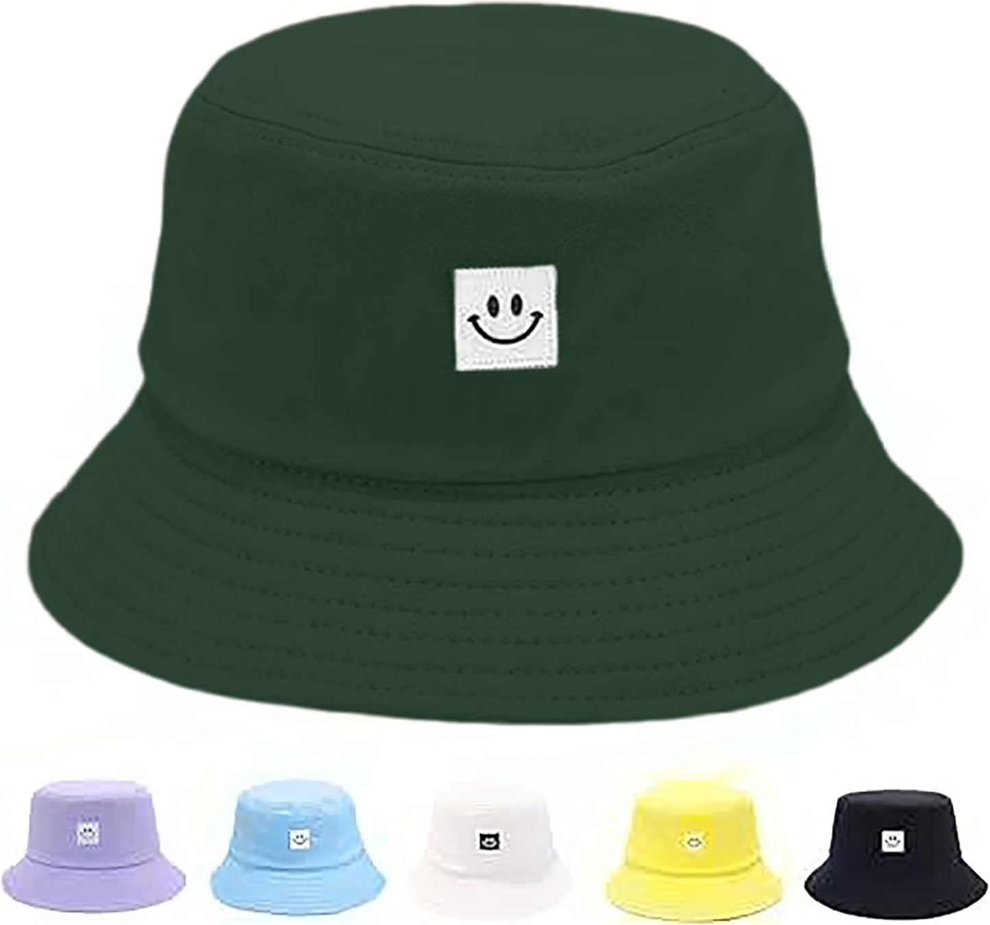 Kids Sun Hat Smile Face Bucket Hat for Girls Boys Summer Sun Protection Cotton Unisex Beach Cap