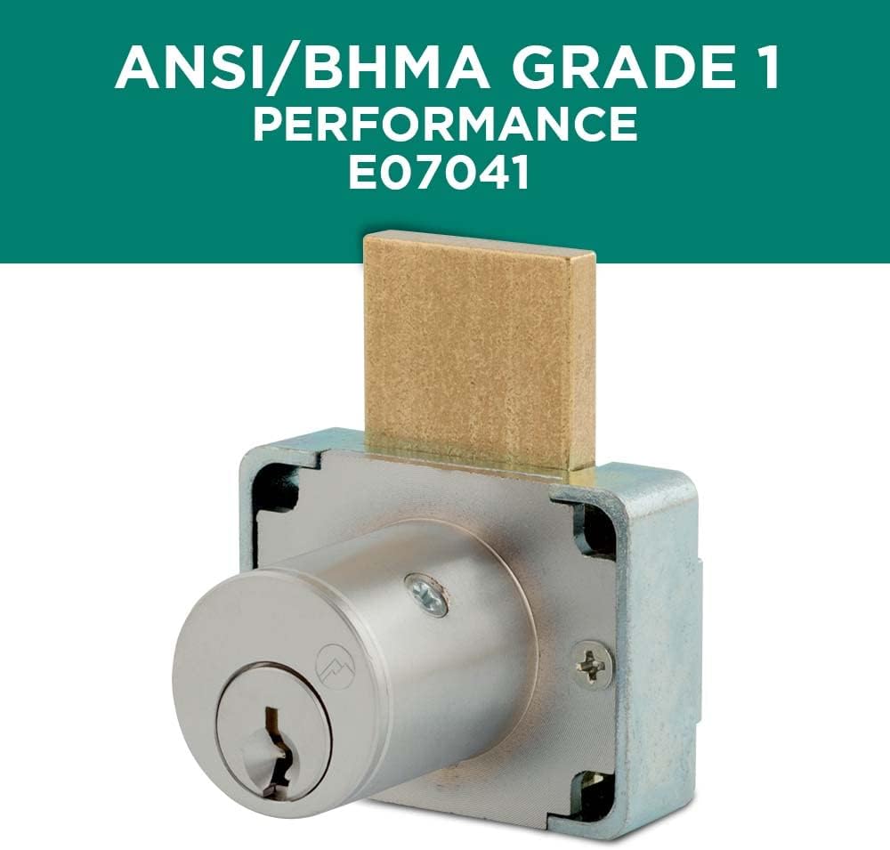 200DW Deadbolt | 1-3/8" Chrome Key Lock US26D | NATL KA915 Easily Rekeyable Drawer Lock, Keyed Alike | Grade 1 Vertical Deadbolt | Door Lock for Drawers