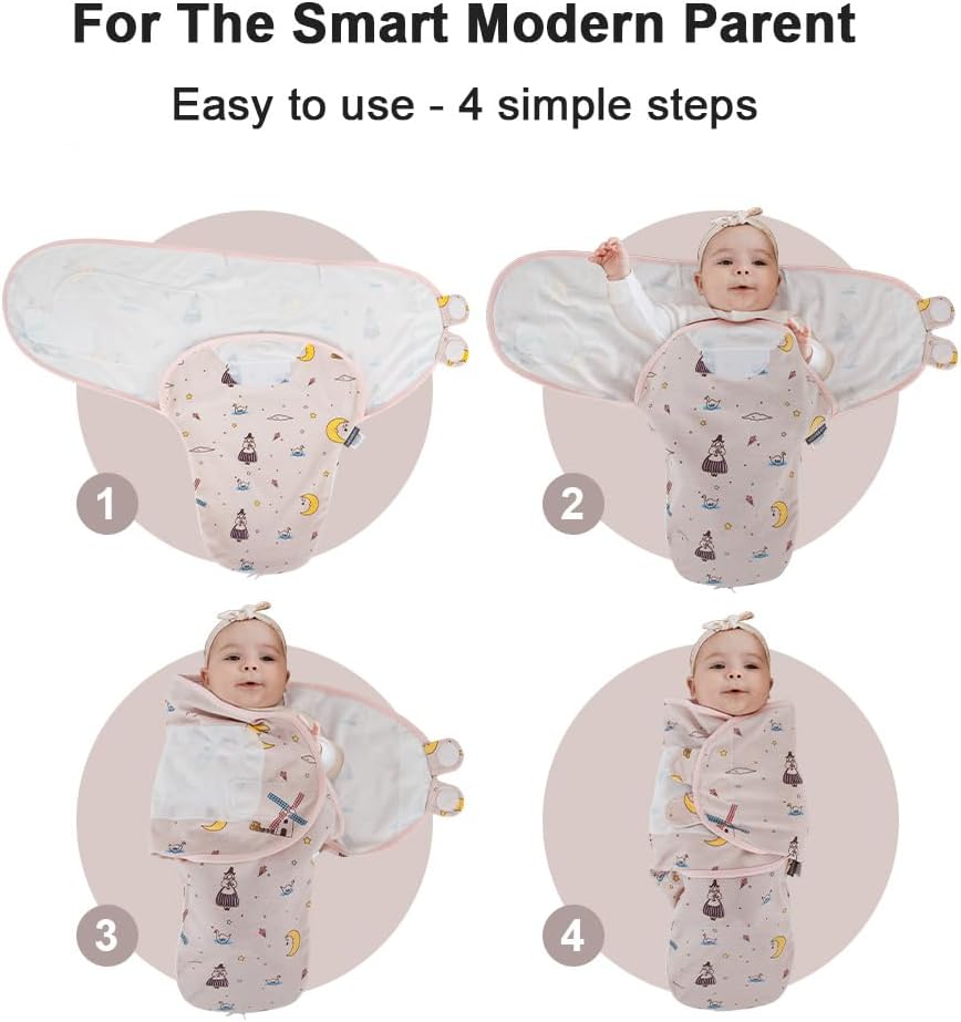 HOUSBAY 100% Cotton Baby Swaddle Sleep Sacks for Newborn Swaddling Blankets Adjustable 2-Way Zipper 1 Pack（Medium/Large | 3-6 Months）