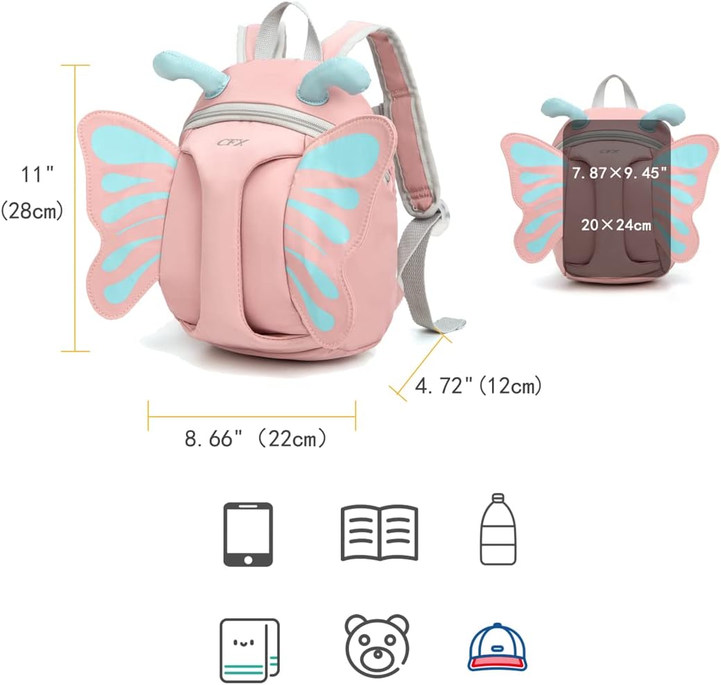 CFX Backpack Leash for toddlers Anti Lost Toddler Leash with Safety Handle, Attractive child backpack leash(Pink Butterfly)