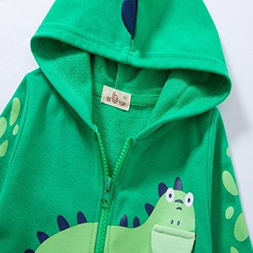 Toddler Boys Full Zip Dinosaur Hoodies Comfortable Sweatshirt