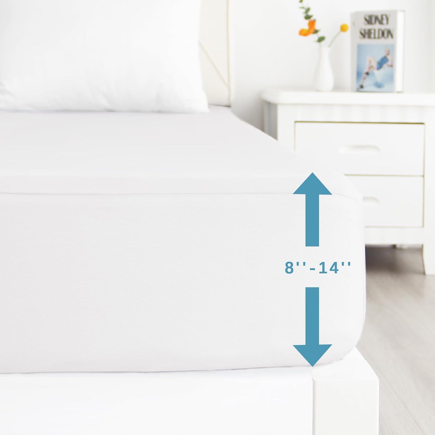 2 Pack King Mattress Protector Waterproof, Noiseless & Soft Coverage King Size Mattress Cover Fitted Sheets with Deep Pocket up to 14", Super Breathable & Easy Wash Mattress Protector