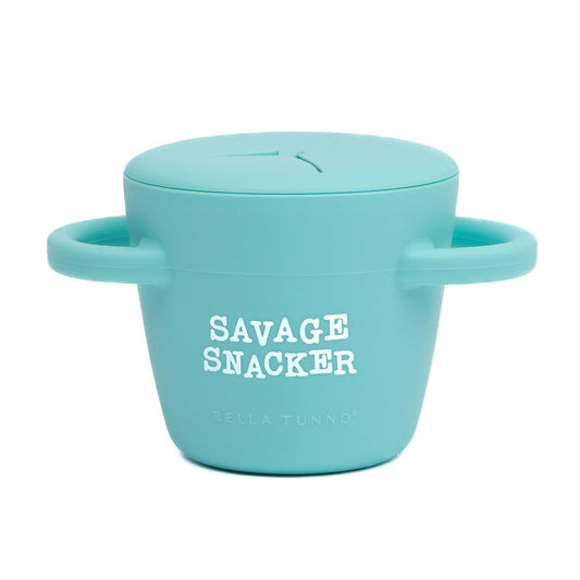 Bella Tunno Snack Cups for Toddlers, Silicone Spill Proof Food Container with Lid, Babies & Kids 6-12 Months, Savage Snacker