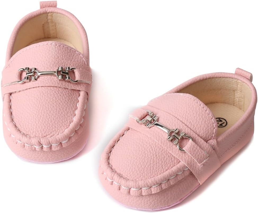 LONSOEN Baby Girls Boys Loafers Prewalker Dress Crib Shoes