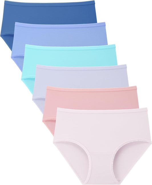 BAMBOO COOL Girls Underwear Kids Soft Skin-friendly Panties Breathable Lightweight Briefs For Teens 6-14 Years 6 Pack