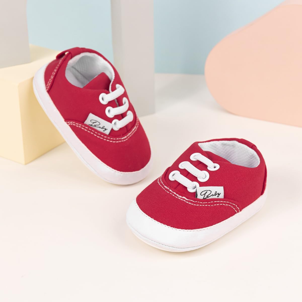 Morbido Infant Baby Boys Girls Canvas Sneaker Toddler Slip On Anti Skid Newborn First Walkers Candy Shoes for 0-18 Months