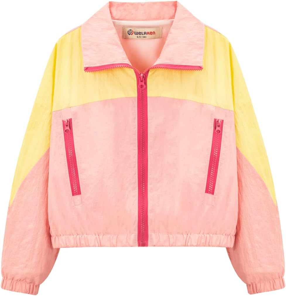 WELAKEN Lightweight Jacket for Girls Kids & Toddler II Girls' Print Water-Resistant Jacket