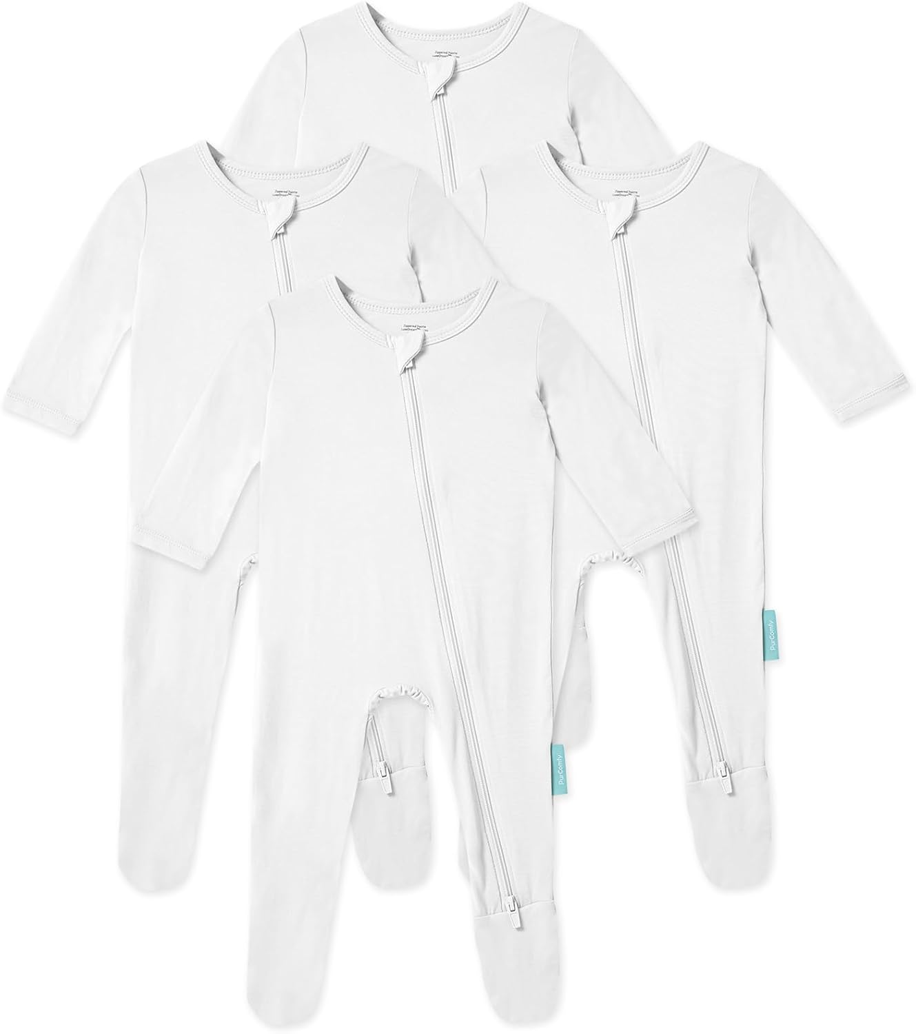 Baby Zipper Footie Pajamas, Supersoft Bamboo Rayon Baby Footed Pjs Boy Girl 0-3-6-9-18-24 Month Coverall Sleepers