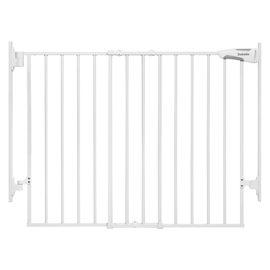 Babelio 27-45" No Bottom Bar Baby Gate with Easy Installation, 2-in-1 Auto Close Design, Suitable for The House, Stairs, and Doorways, Safety Pet Gates with Large Walk-Thru Door, White