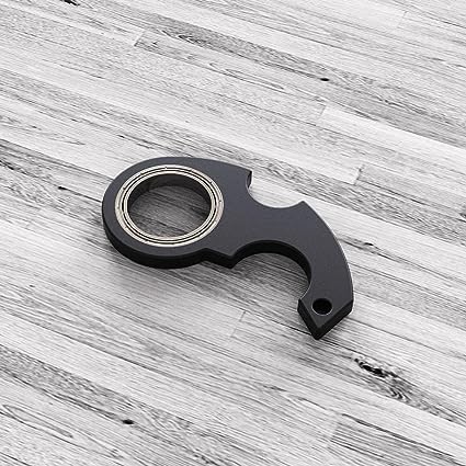 Black Keychain Spinner Fidget Ring Toy,Keychain Spinner Fidget Ring Metal Key Chain Spinner Fidget Ring Type Toy for Man Women and Kids Fidget Spinners