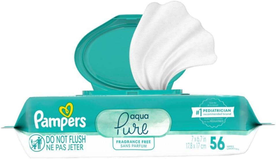 pampers aqua pure baby wipes 56 ct OLD